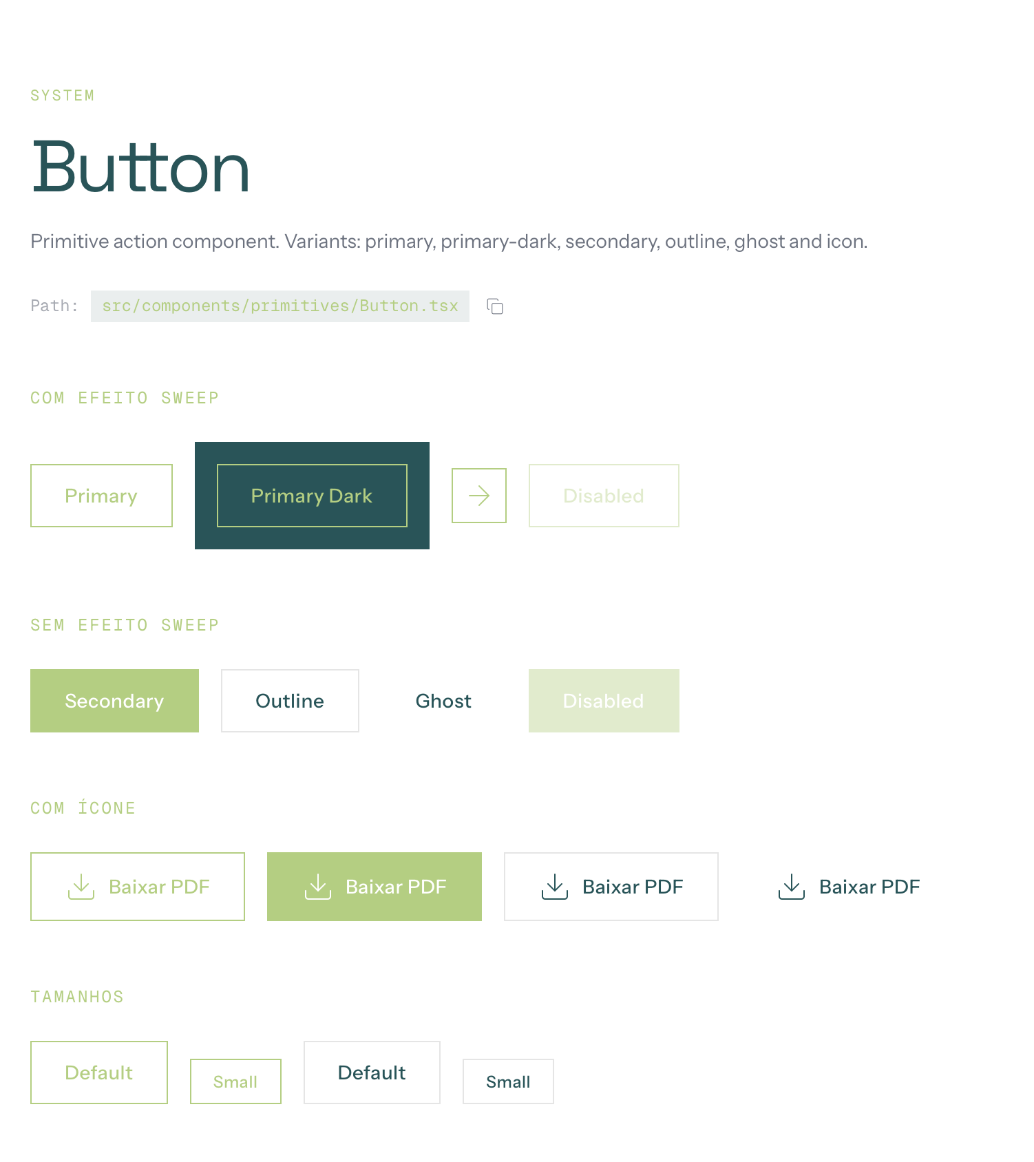 Planton UI Button primitive: sweep and non-sweep variants, icon buttons, and size options